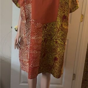 Vibrant Orange and Yellow Midi Dress